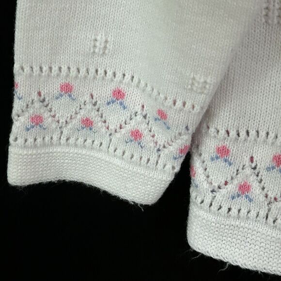Vintage Billie Jo Cardigan Sweater Size Medium Large?? White Pink Floral Cottage - Picture 5 of 8
